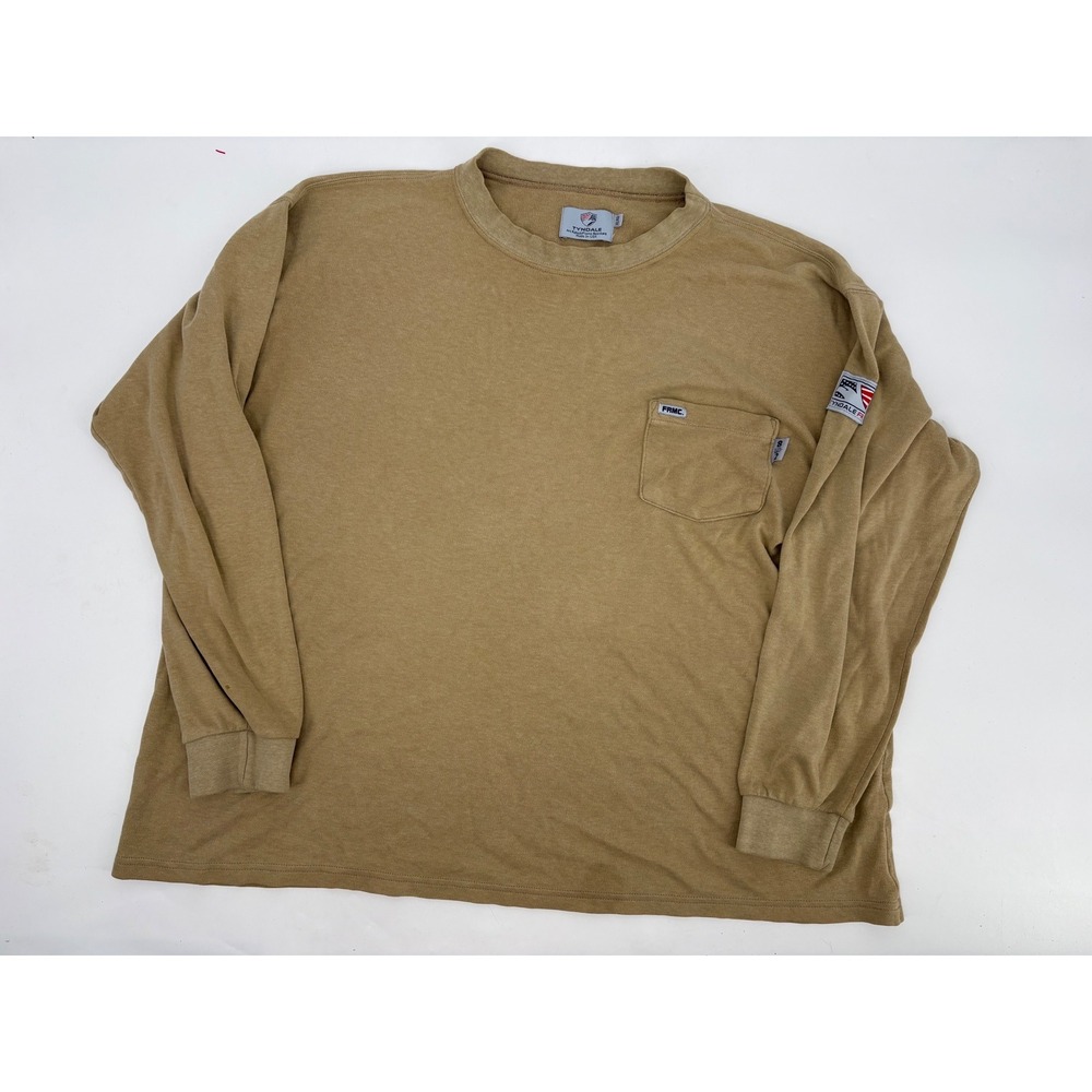 Tyndale FRMC Flame Resistant Long Sleeve Pocket T-Shirt Tan XL HRC 2 Workwear